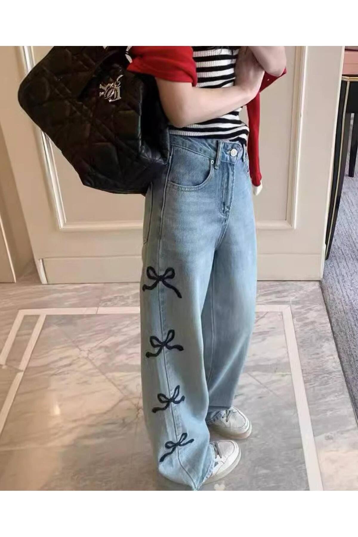 Kurdele Detaylı Boyfriend Baggy Pantolon Jean