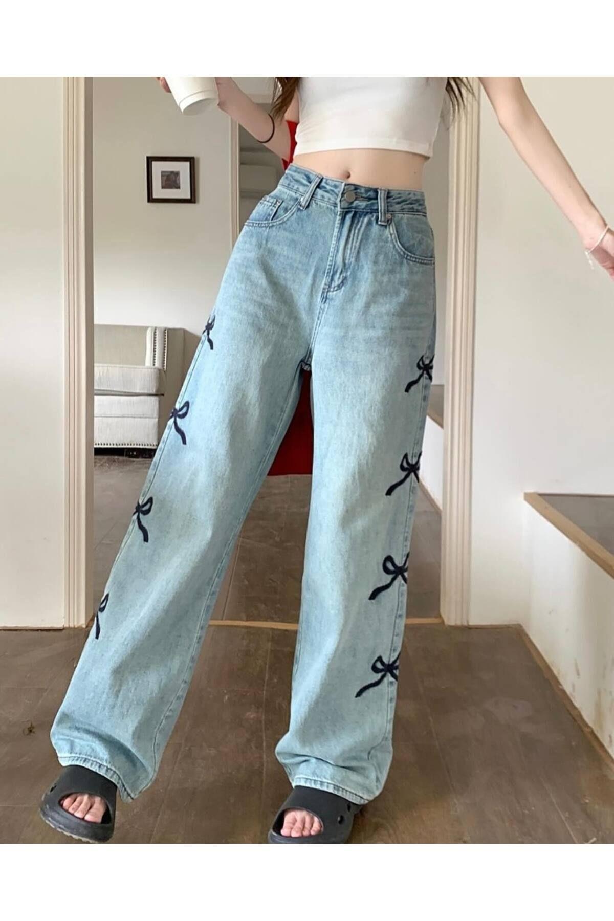 Kurdele Detaylı Boyfriend Baggy Pantolon Jean