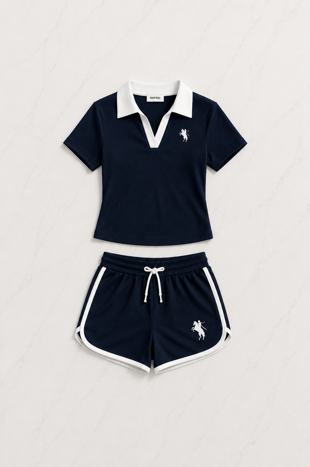 Lacivert Fit Polo Yaka Şort Takım