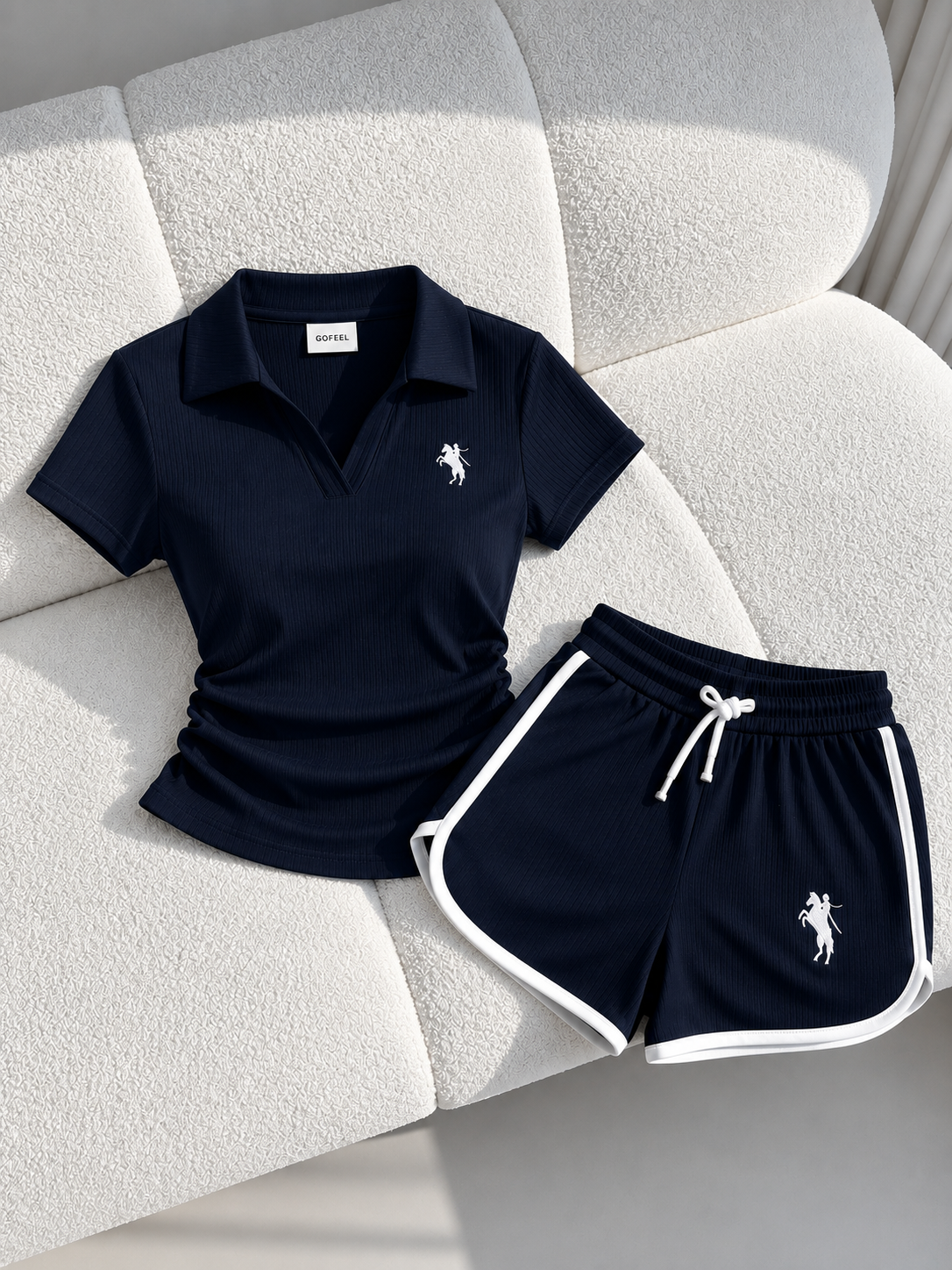 Lacivert Fit Polo Yaka Şort Takım