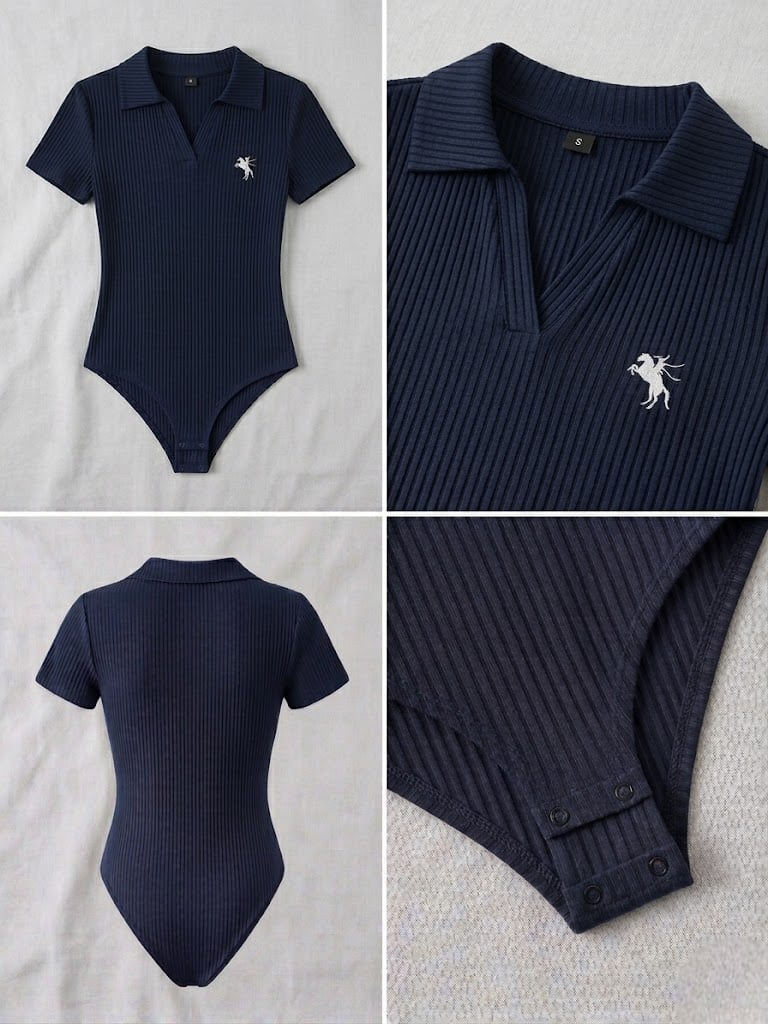 Lacivert Polo Yaka Fitilli Likralı Premium Zıbın