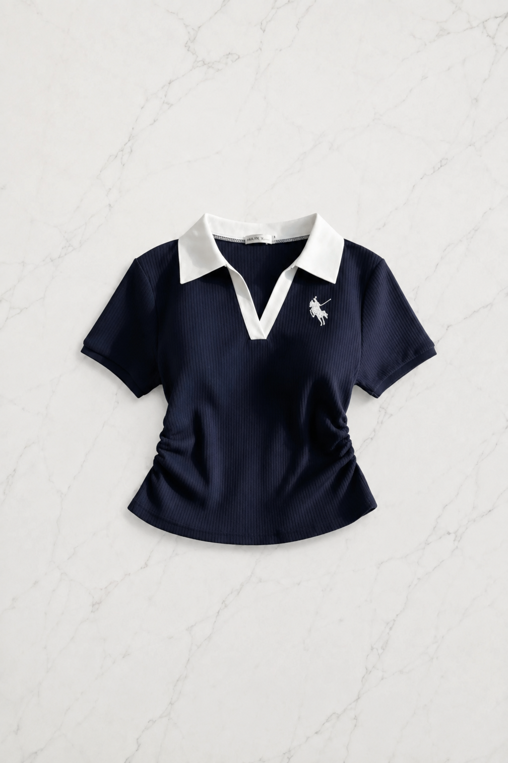 Lacivert Polo Yaka Fitilli Likralı Premium Eşofman Takımı
