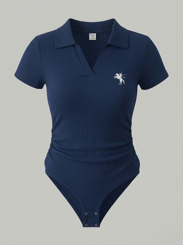 Lacivert Polo Yaka Fitilli Likralı Premium Zıbın