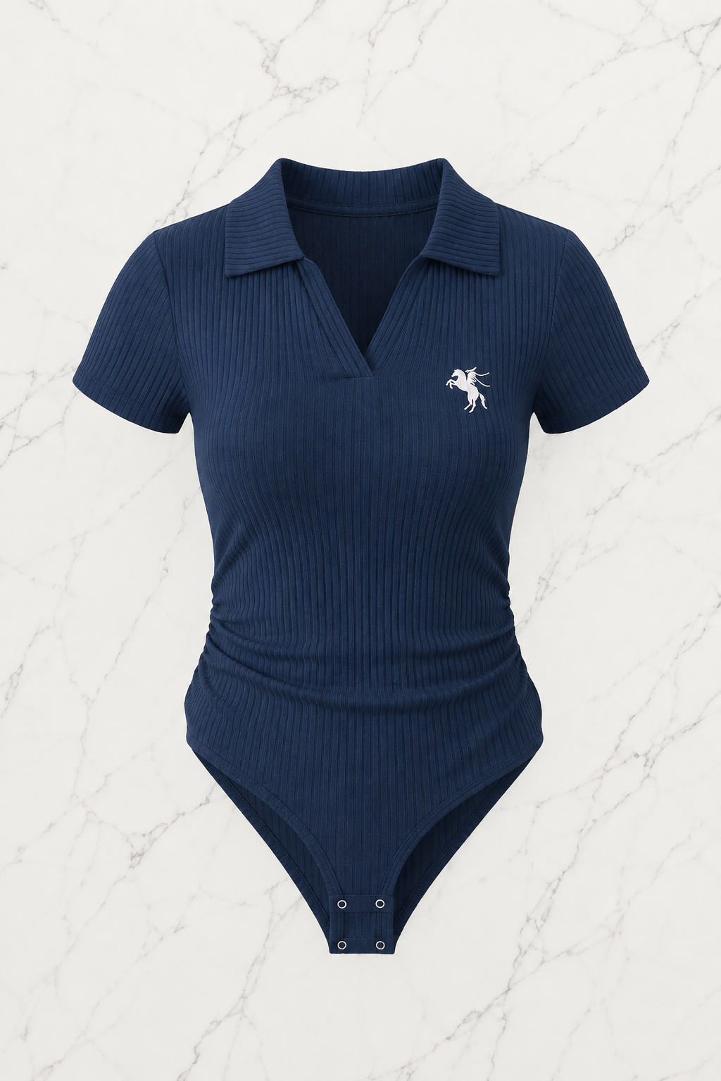 Lacivert Polo Yaka Fitilli Likralı Premium Zıbın