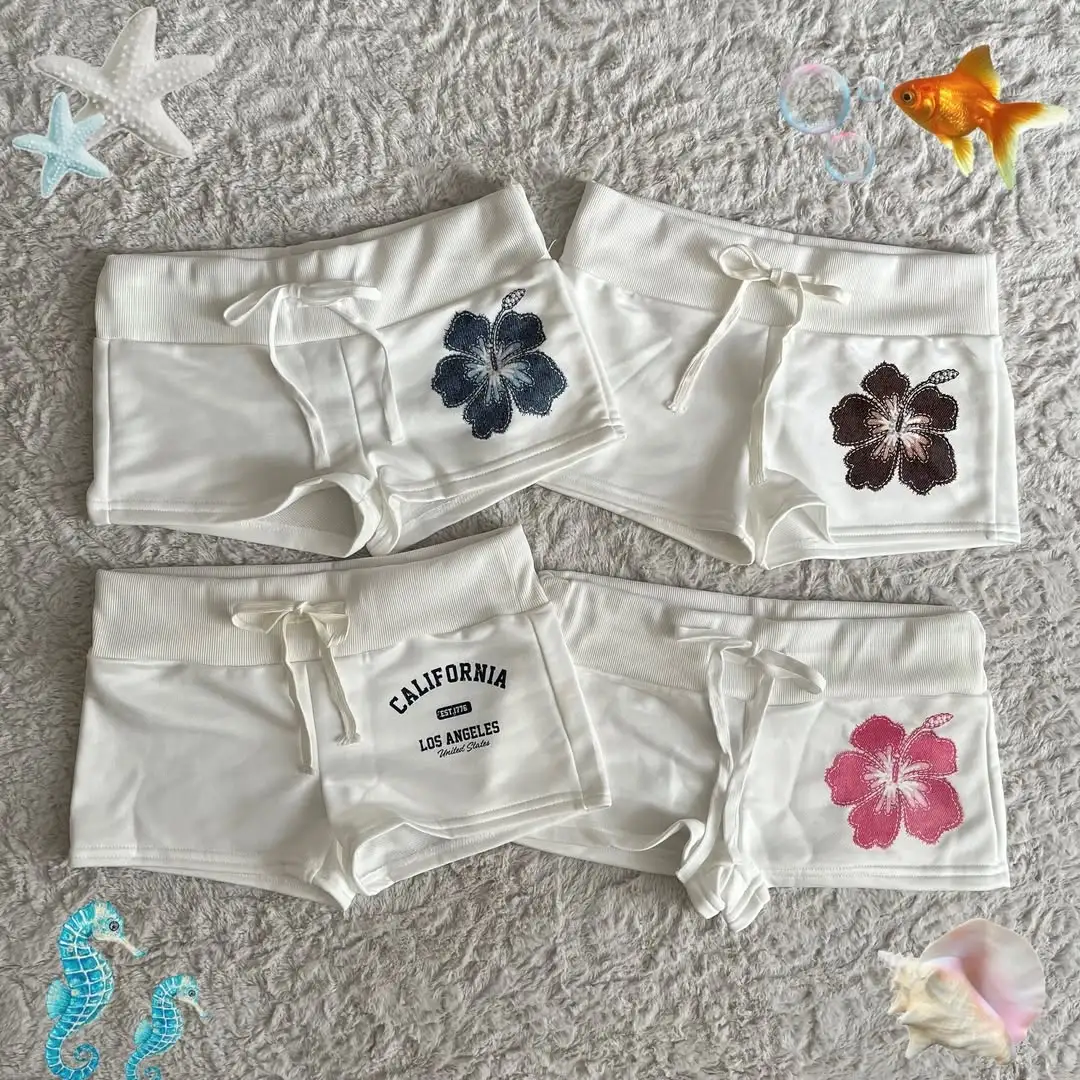 Lacivert Sakura Flower Mini Şort