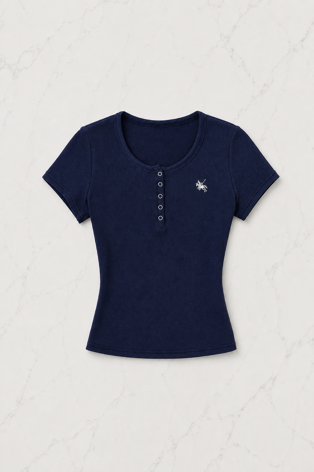 Lacivert Soft Detaylı Nakışlı Çıtçıtlı Bluz