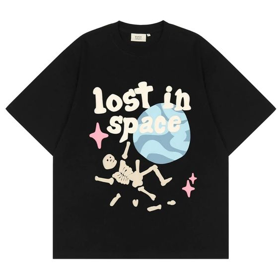 Lost In Space Oversize Unisex Siyah T-shirt