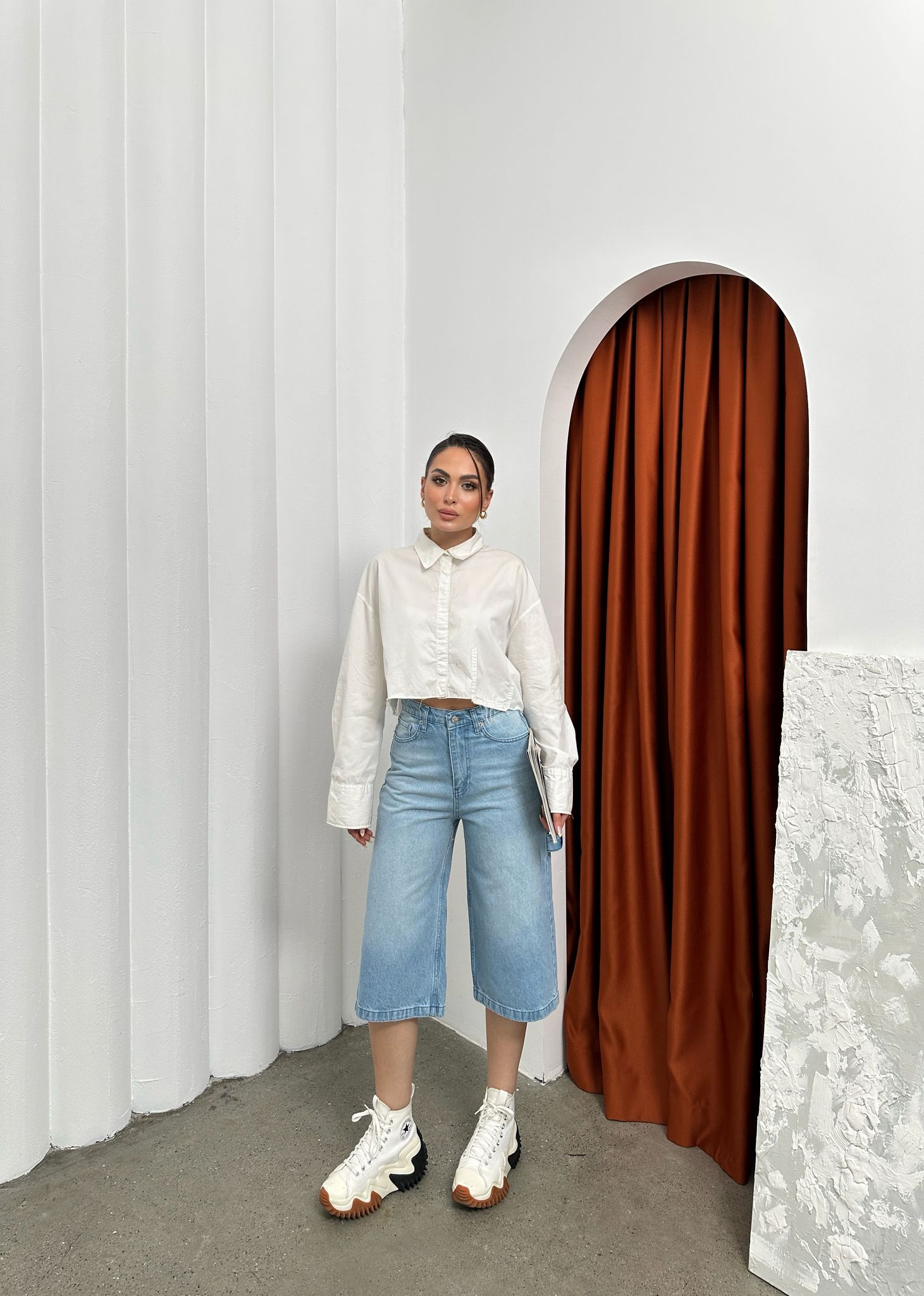 Mavi Palaska Detaylı Bermuda Şort