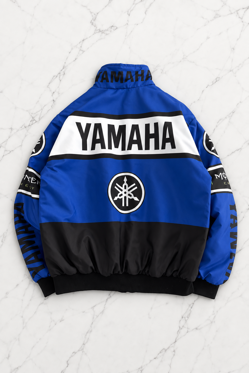 Mavi Yamaha Desenli Unisex Bomber Ceket