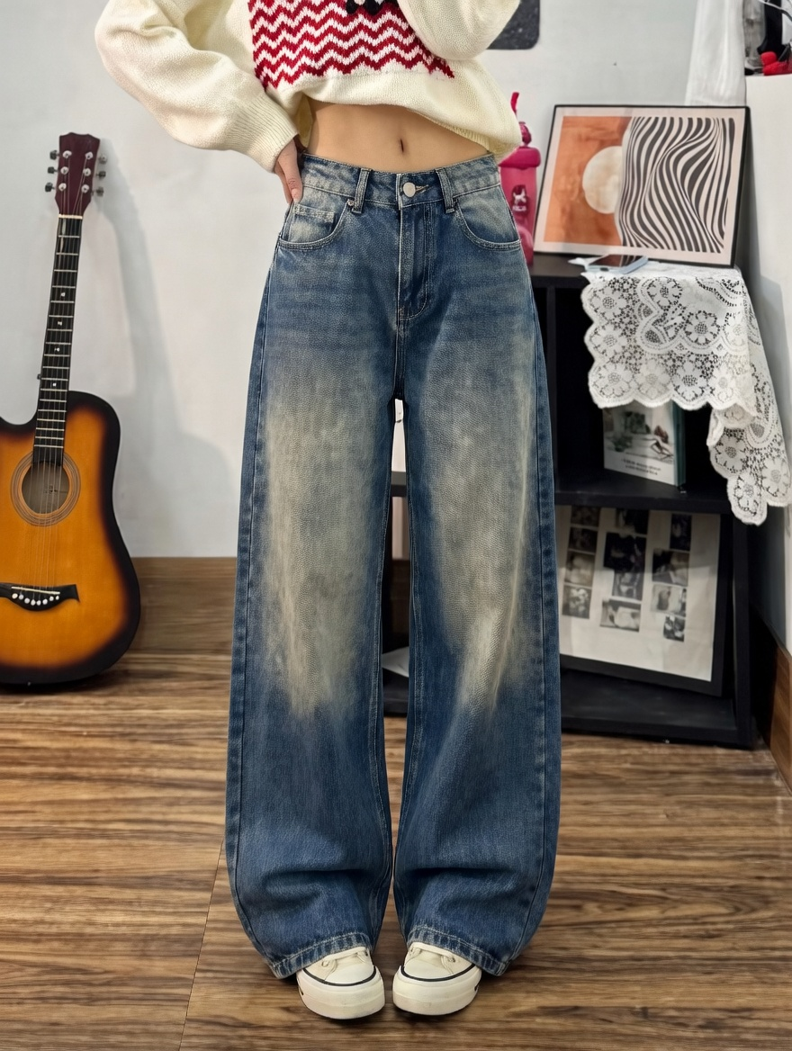 Mavi Yıkamalı Baggy Offline Jean