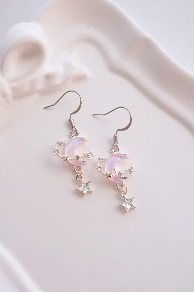 Moon Star Aesthetic Parıltılı Küpe