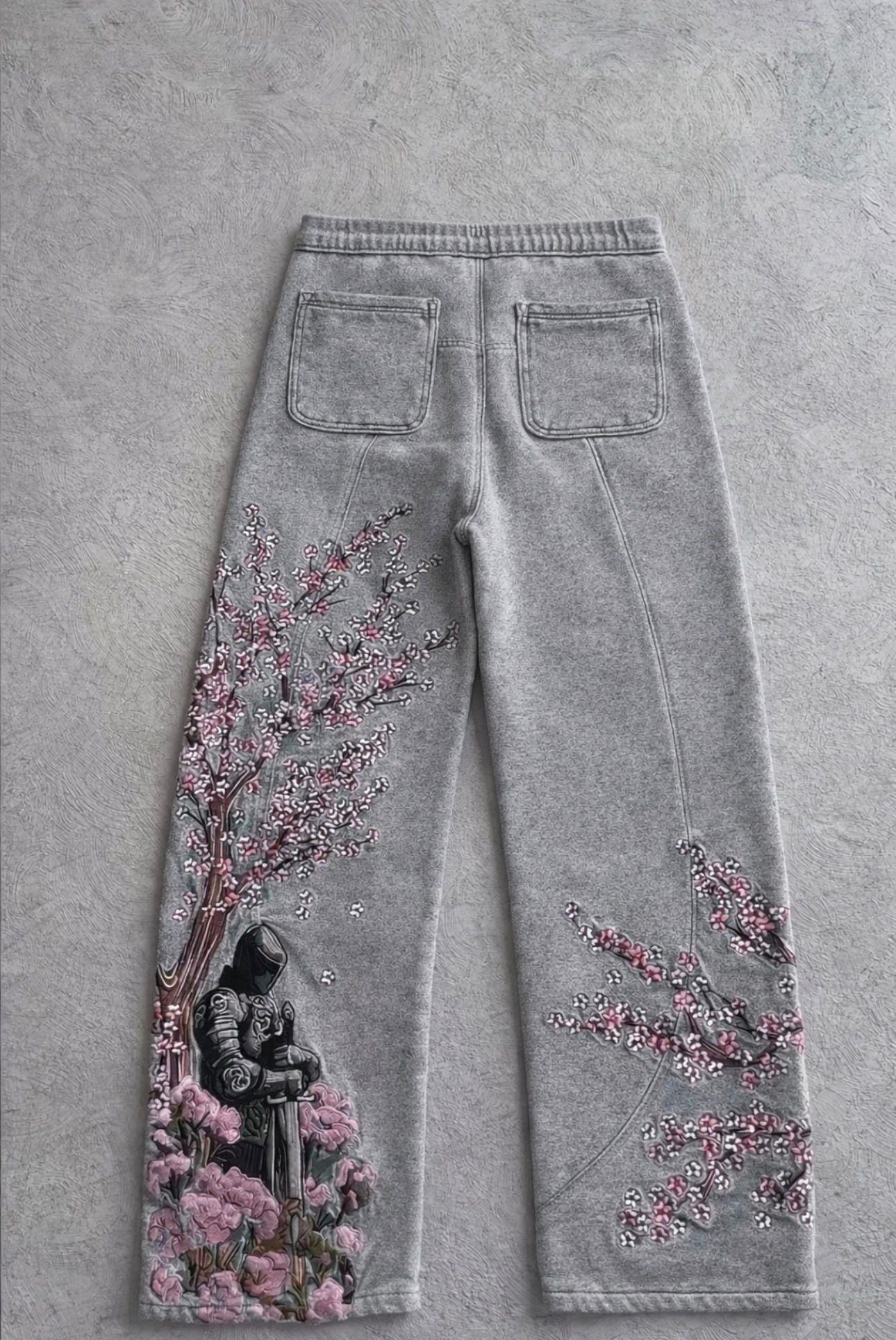Night Blossom Gri Baggy Eşofman Altı