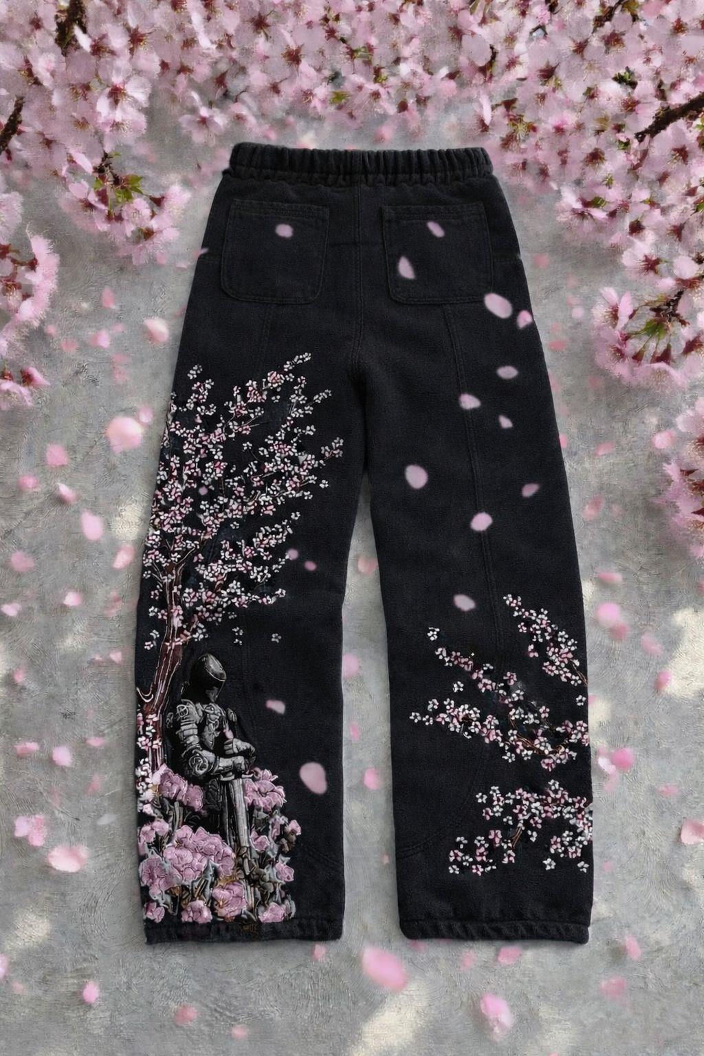 Night Blossom Siyah Baggy Eşofman Altı
