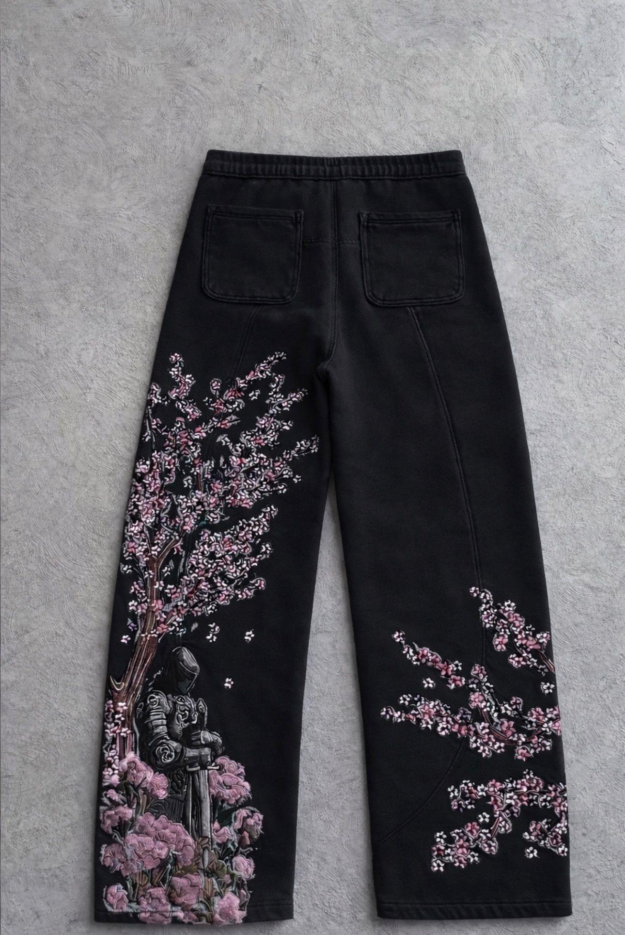 Night Blossom Siyah Baggy Eşofman Altı