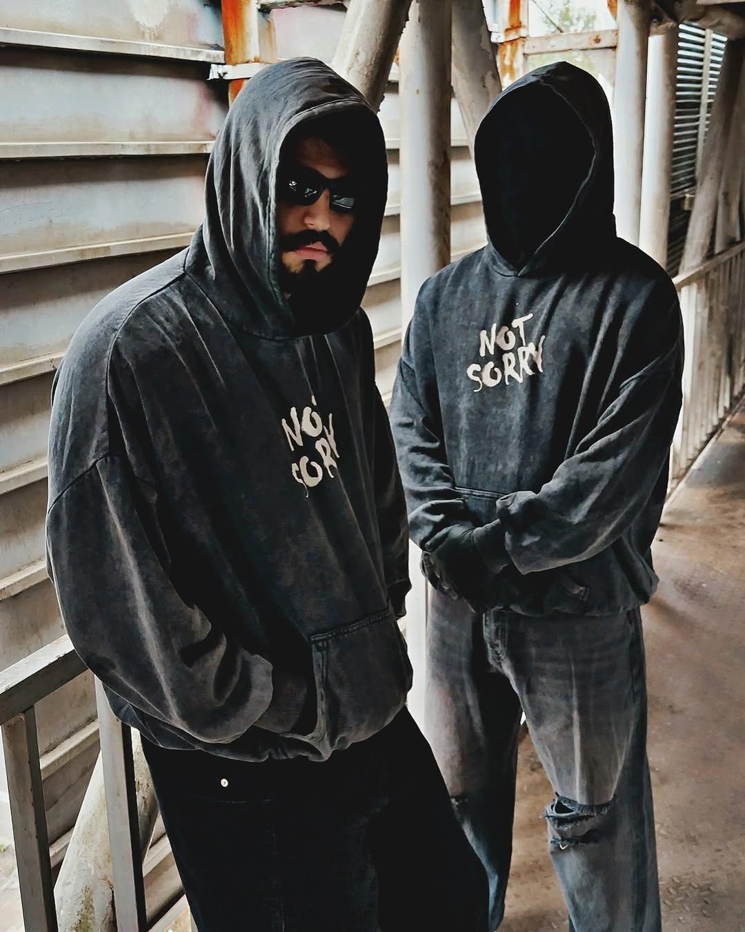 Not Sorry Yıkamalı Oversize Unisex Hoodie