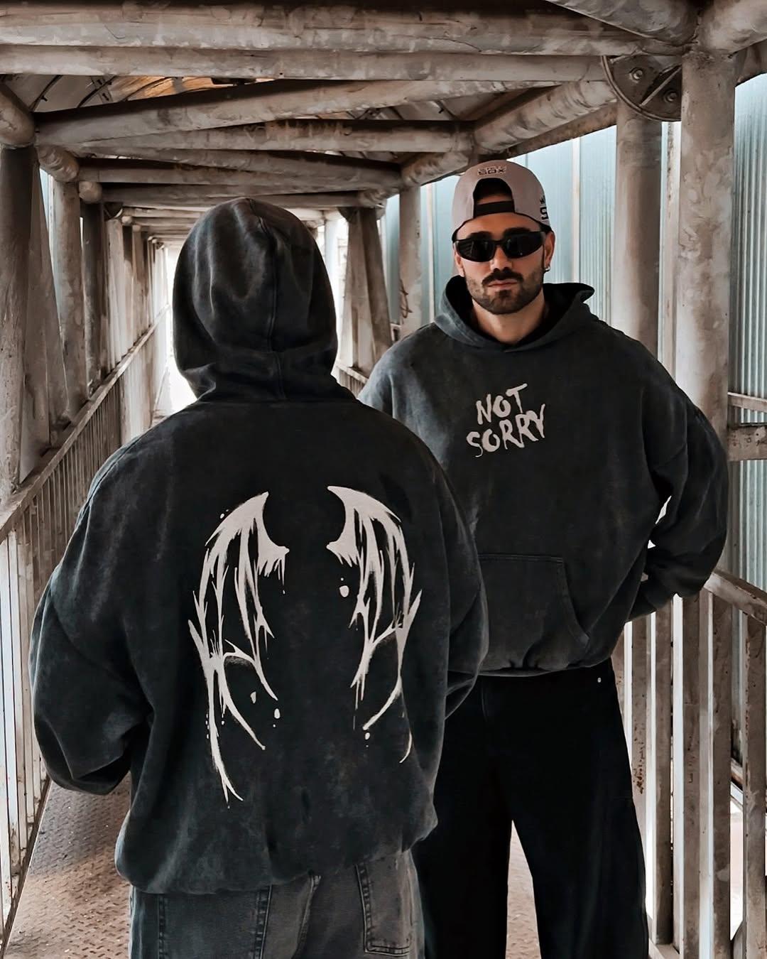 Not Sorry Yıkamalı Oversize Unisex Hoodie
