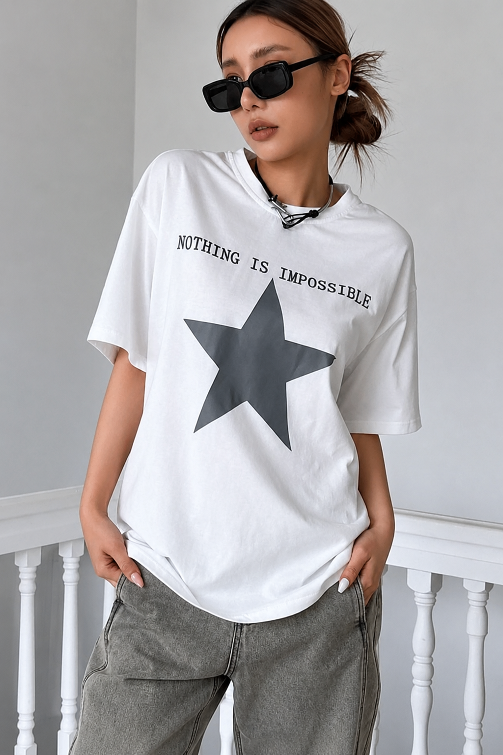 Nothing Is Impossible Detail Oversize Unisex T-shirt