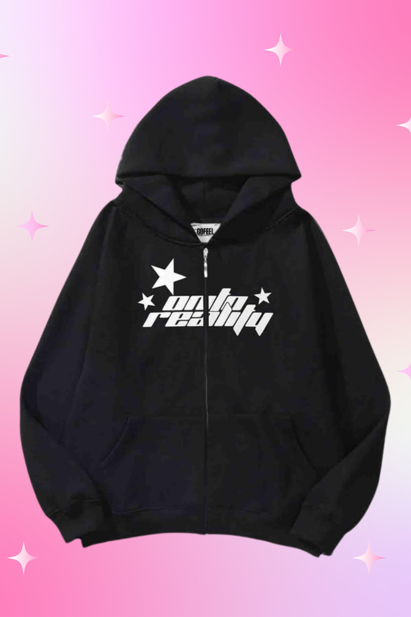 Onto Reality Siyah Kapüşonlu Oversize Unisex Hırka