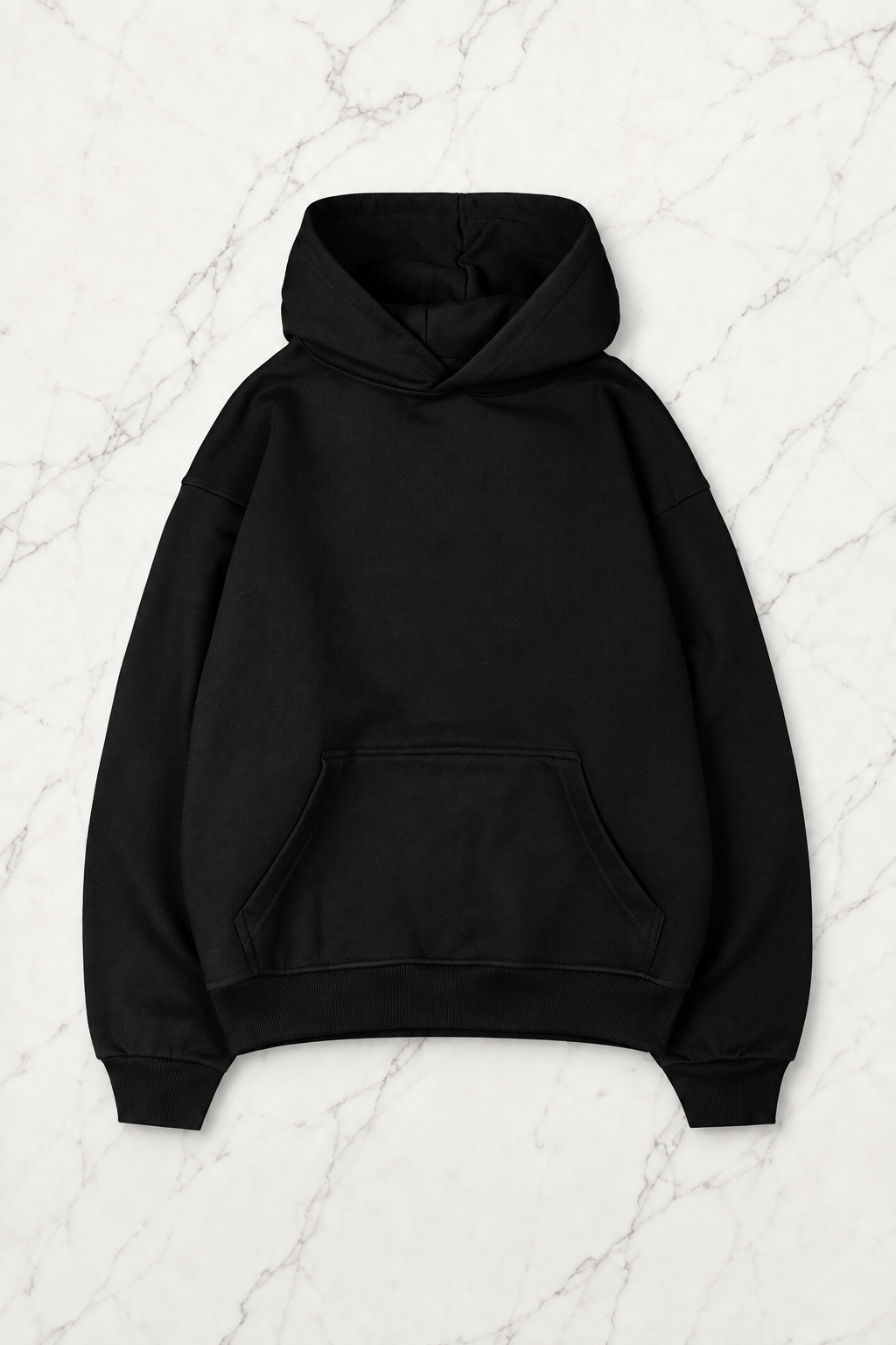 Outlet Siyah Düz Hoodie Unisex