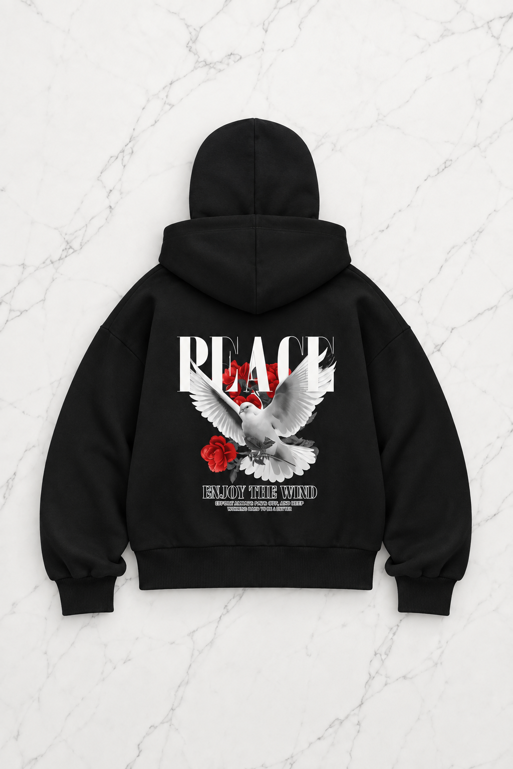 Peace Baskılı Kar Maskeli Ninja Unisex Sweatshirt Hırka