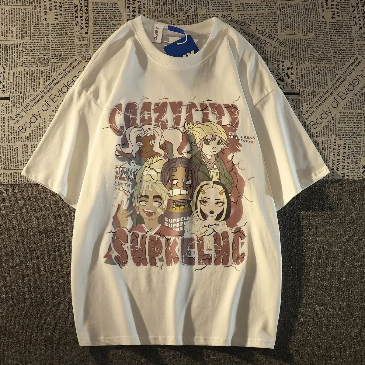 Pembe Crazycıty Baskılı Kısa Kol Oversize T-Shirt