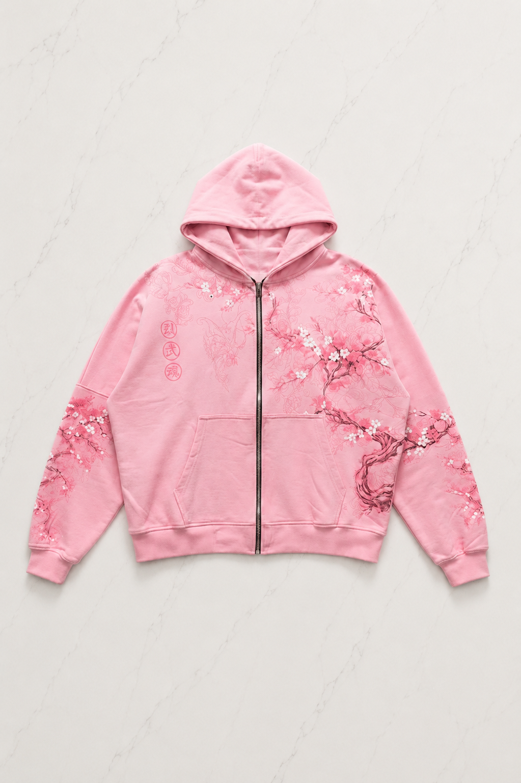 Pembe Japonic Pembe Sakuralı Unisex Hırka