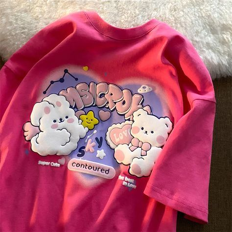 Pembe MsıCrow Bear Baskılı Kısa Kol Oversize T-Shirt