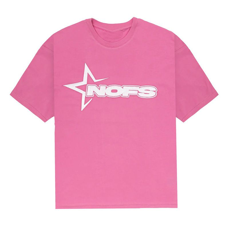Pembe Nofs Baskılı Kısa Kol Oversize T-Shirt