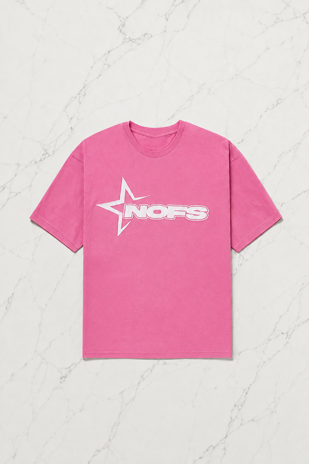 Pembe Nofs Baskılı Kısa Kol Oversize T-Shirt