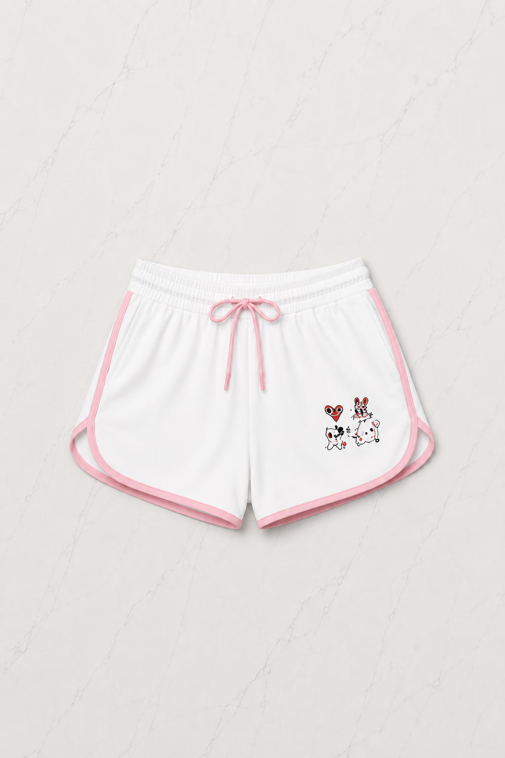 Pembe Sweet Cherry Askılı Şort Takım