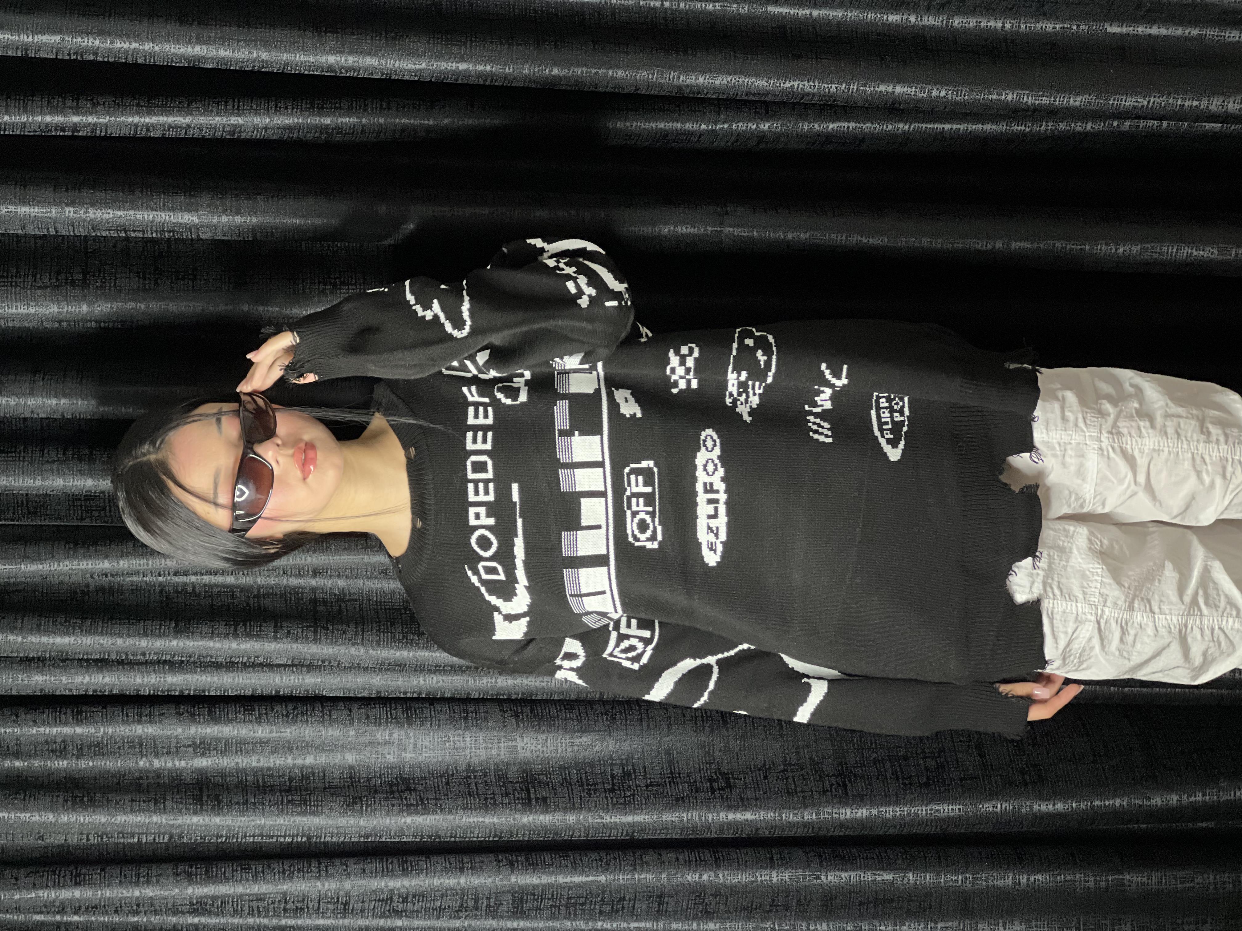 Race Flag Unisex Oversize Siyah Kazak