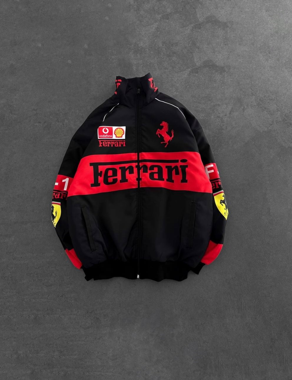 Red Ferrari Desenli Unisex Bomber Ceket