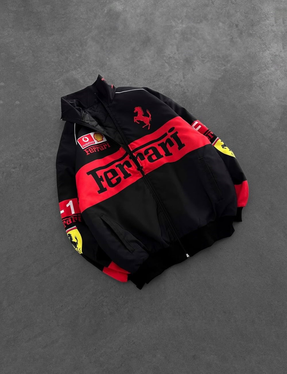 Red Ferrari Desenli Unisex Bomber Ceket
