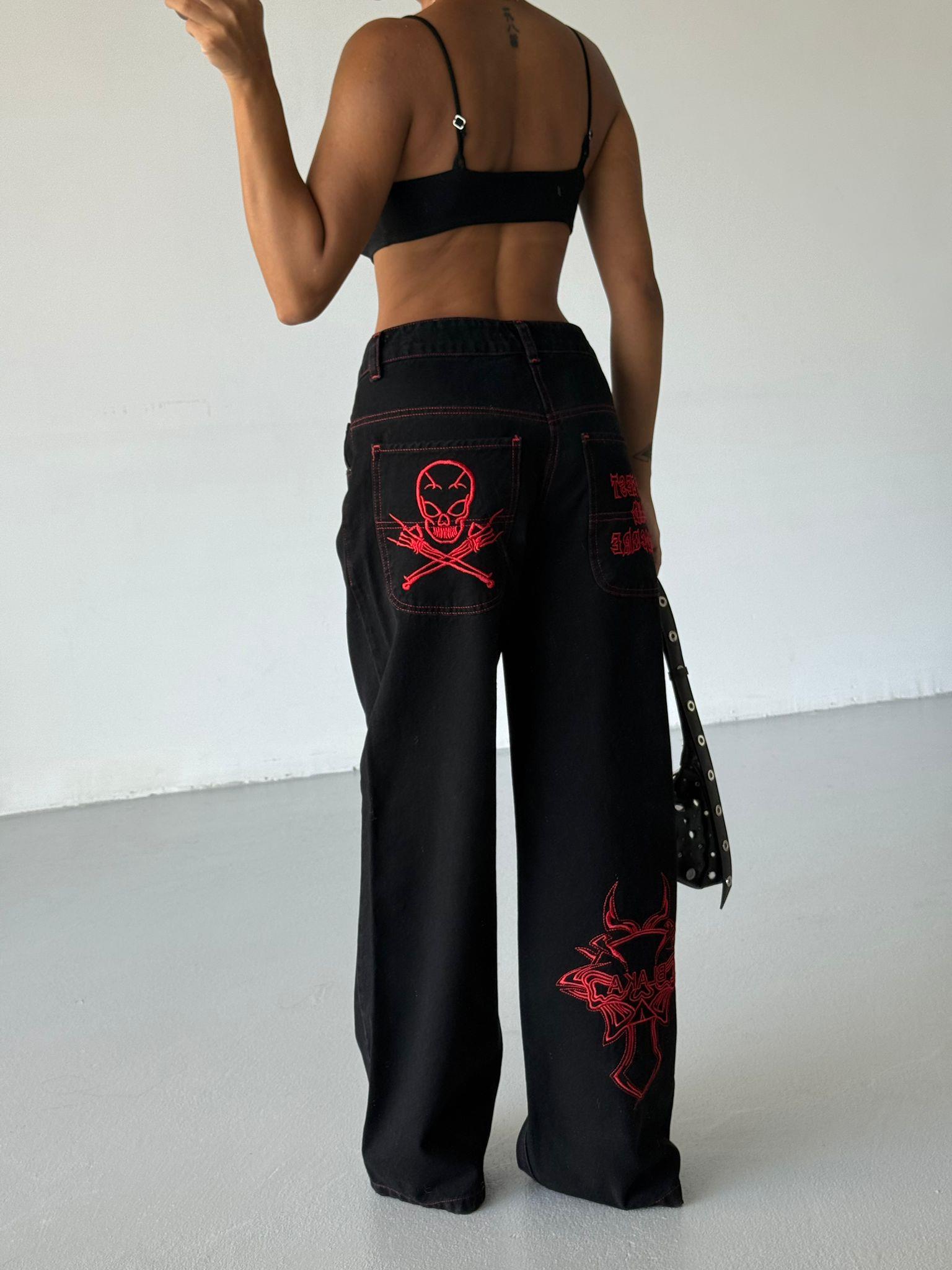 Red Skull Unisex Baggy Jean