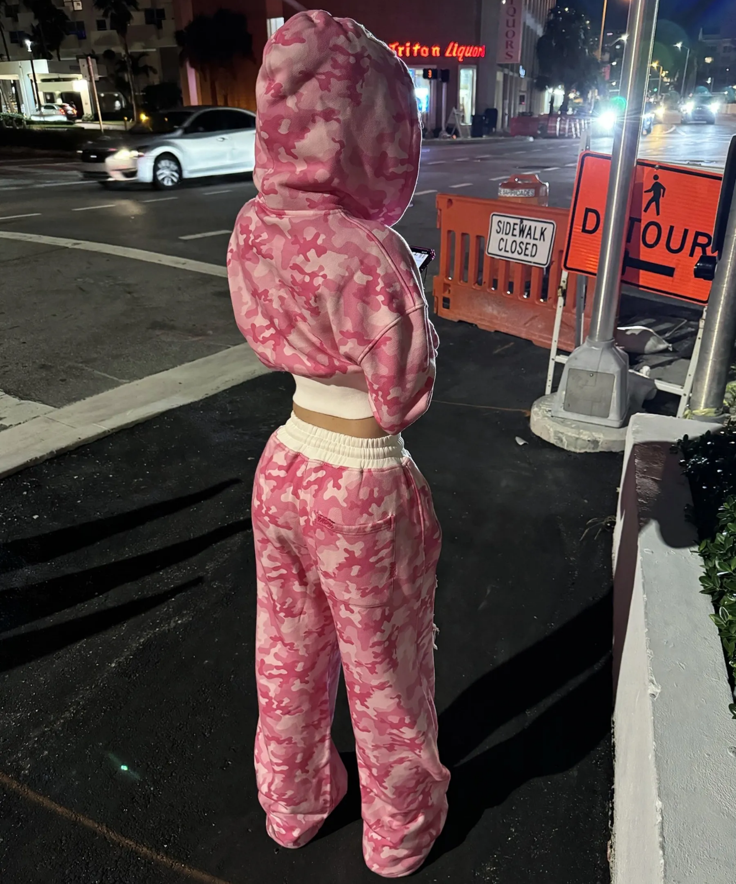 Pembe Kamuflaj Baggy Alt Üst Eşofman Takımı ( 3 İplik Şardonlu)