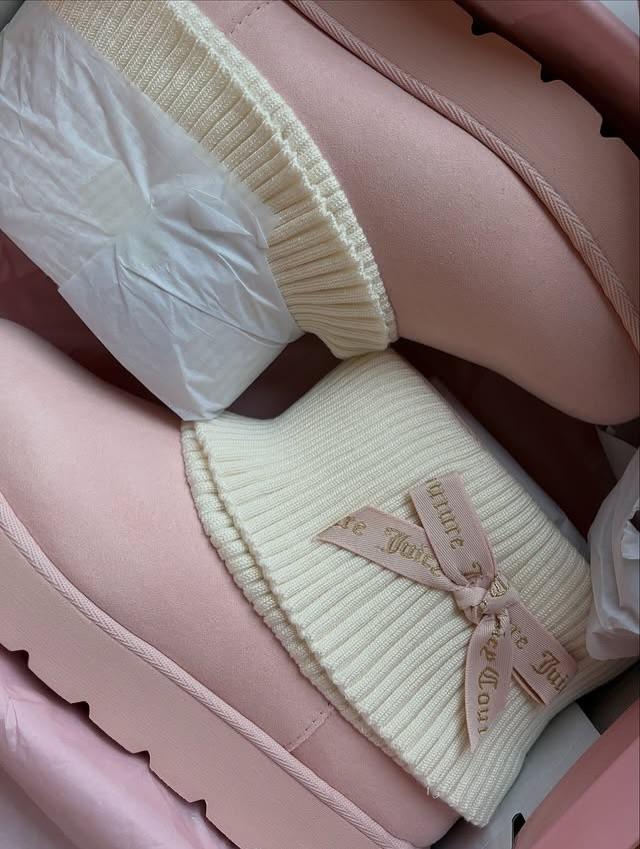 Ribbon Couture Pembe Peluş Dokulu Bot