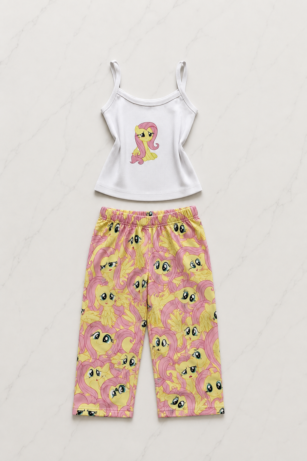 Sarı My Little Pony Fluttershy Desenli Şık Alt Üst Takımı