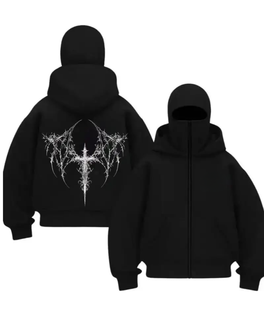 Siyah 1Blood Dark Emblem Baskılı Kar Maskeli Unisex Sweatshirt Hırka