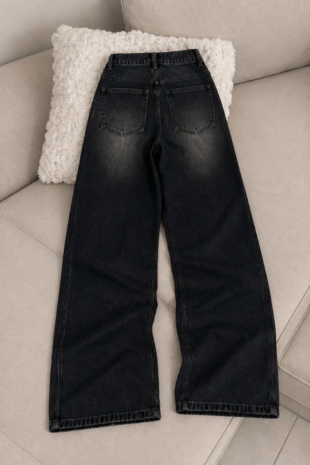 Siyah Angel Baby Parlak Taşlı Baggy Pantolon