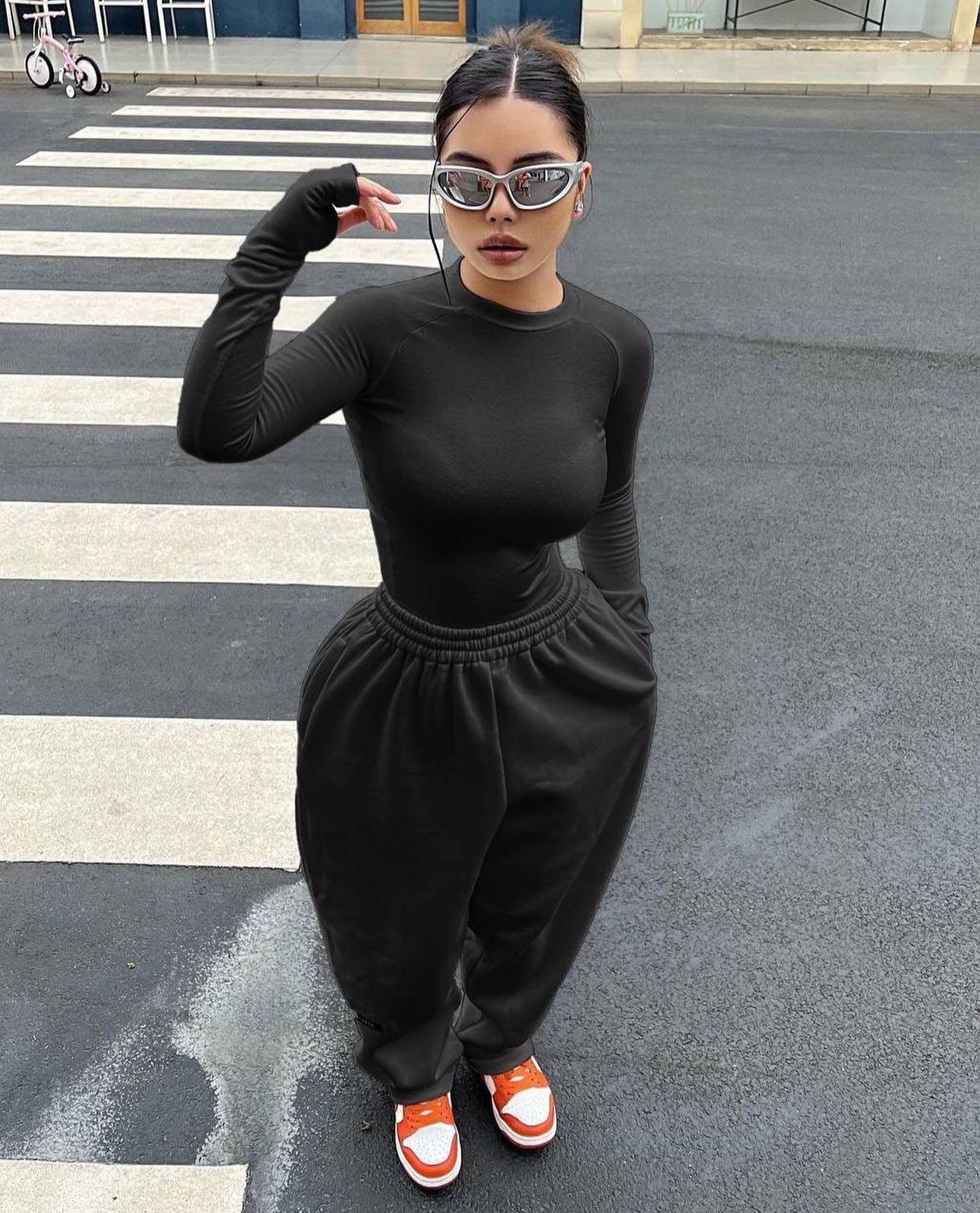 Siyah Basic Bodysuit