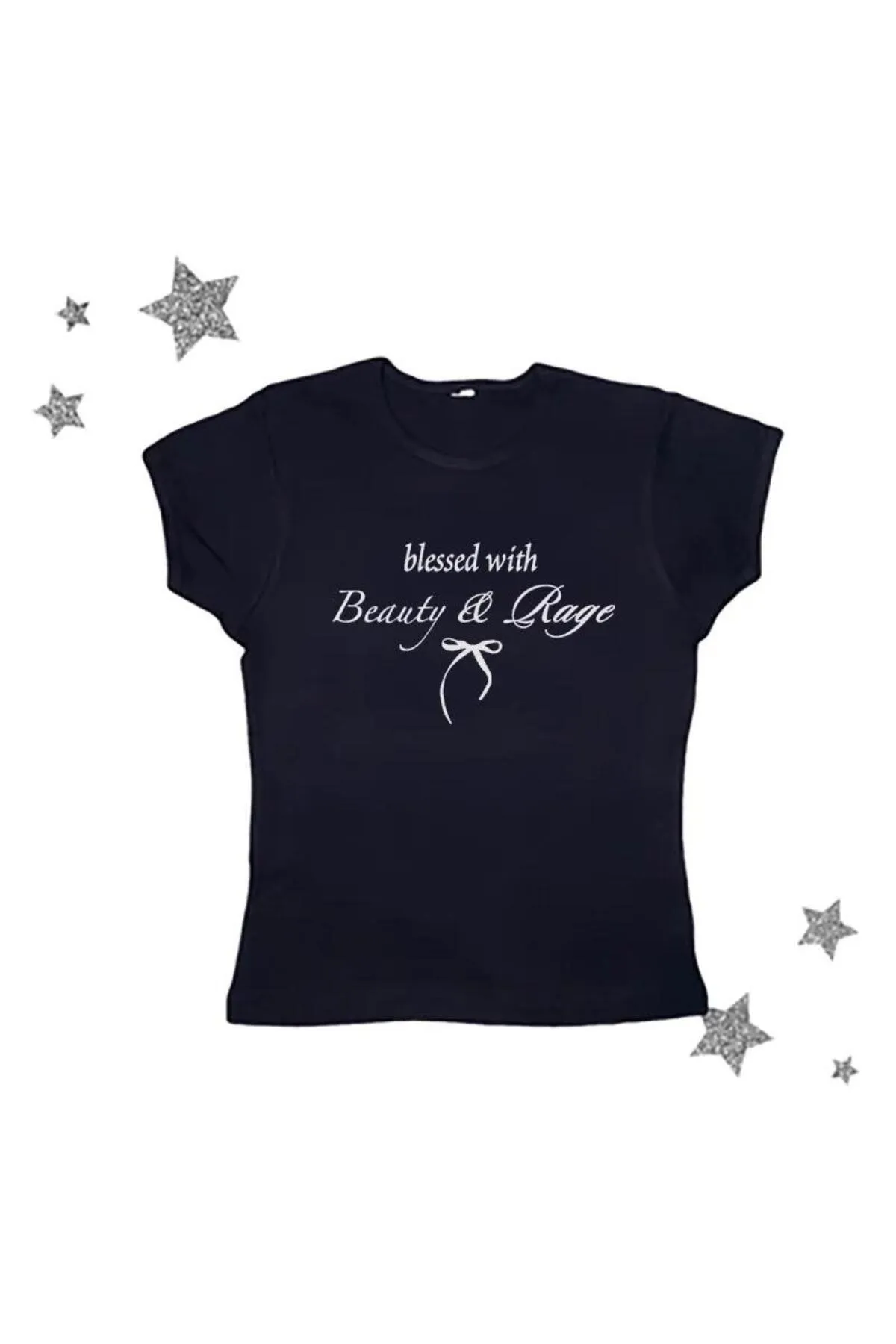 Siyah Blessed With Beauty & Rage Kısa Kollu Crop