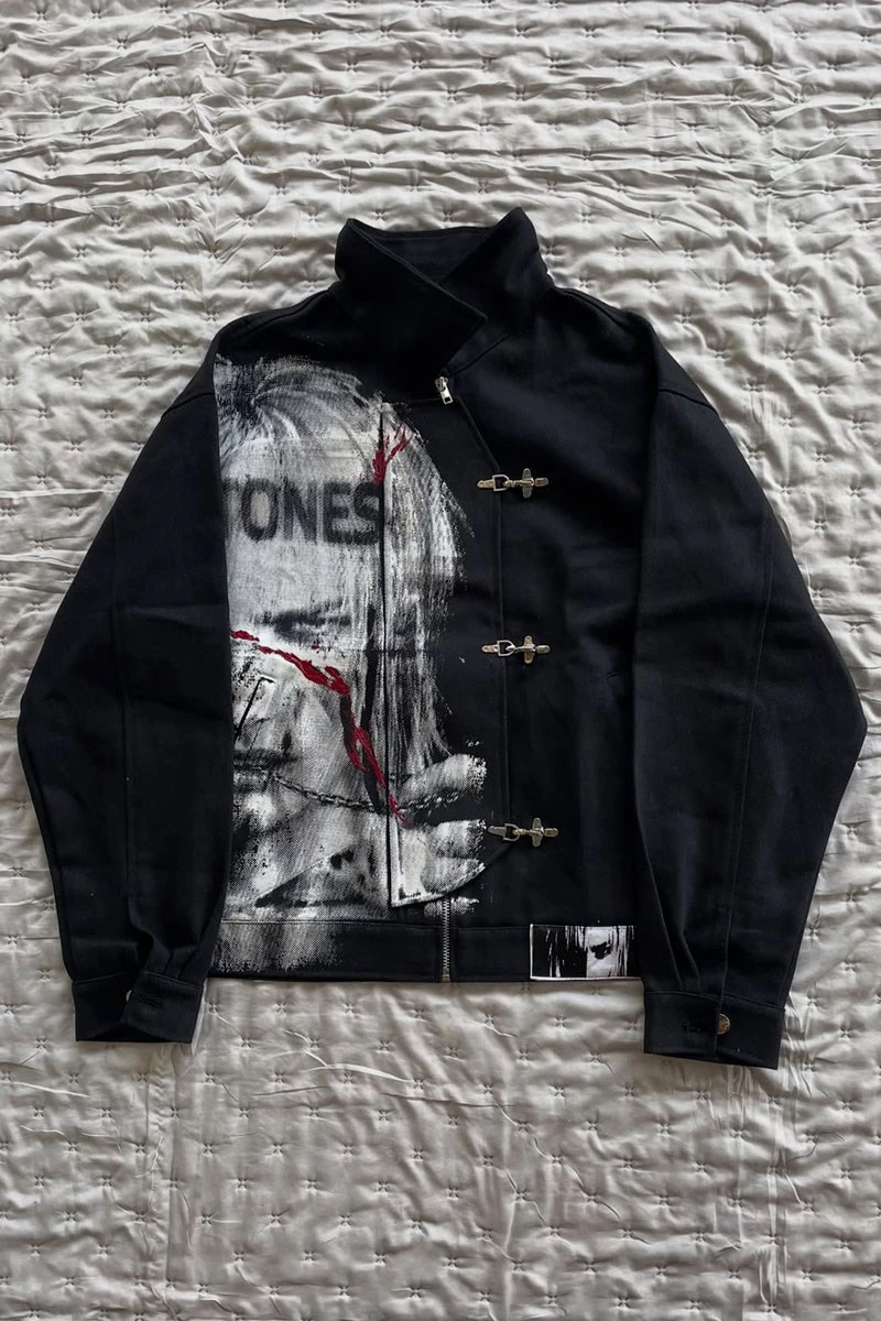Siyah Deftones Entombed Kancalı Gabardin Grunge Gotik Y2K Unisex Ceket