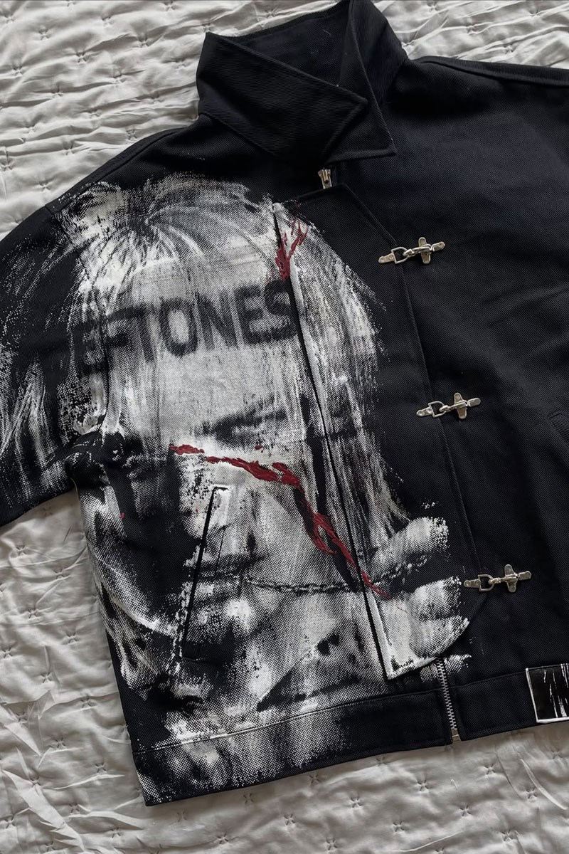Siyah Deftones Entombed Kancalı Gabardin Grunge Gotik Y2K Unisex Ceket