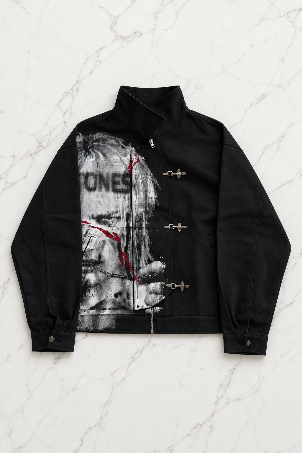 Siyah Deftones Entombed Kancalı Gabardin Grunge Gotik Y2K Unisex Ceket
