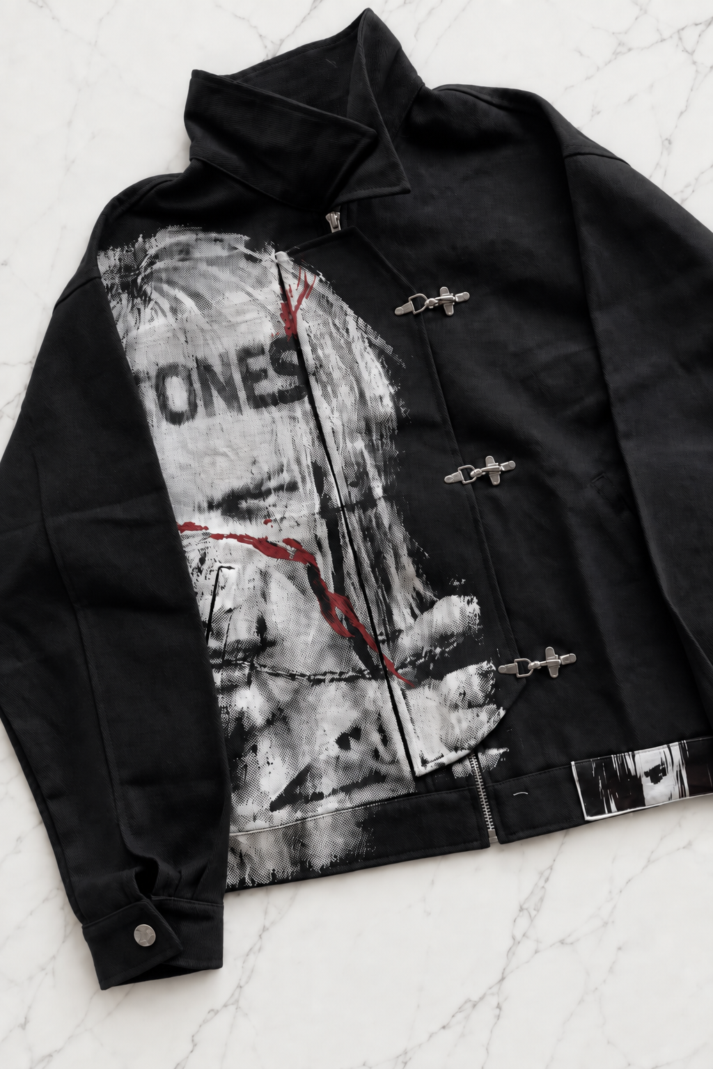 Siyah Deftones Entombed Kancalı Gabardin Grunge Gotik Y2K Unisex Ceket