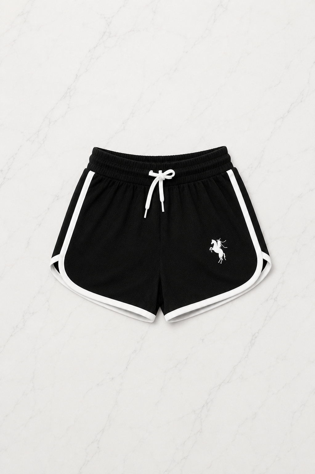 Siyah Fit Polo Yaka Bodysuit Şort Takım