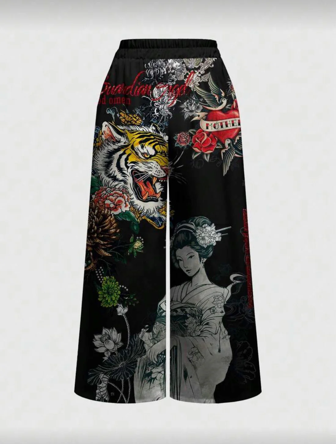 Siyah Flower And Tiger Detaylı Avant Dijital Baskı Eşofman Altı