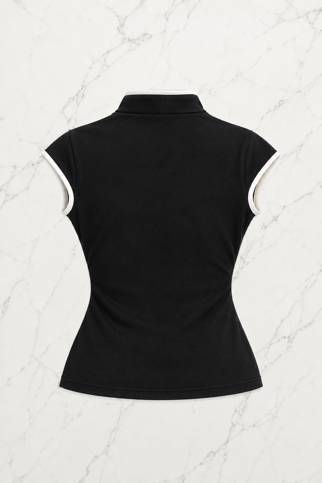 Siyah Japones Style Mandarin Yaka Ejderha Desenli Bluz Crop