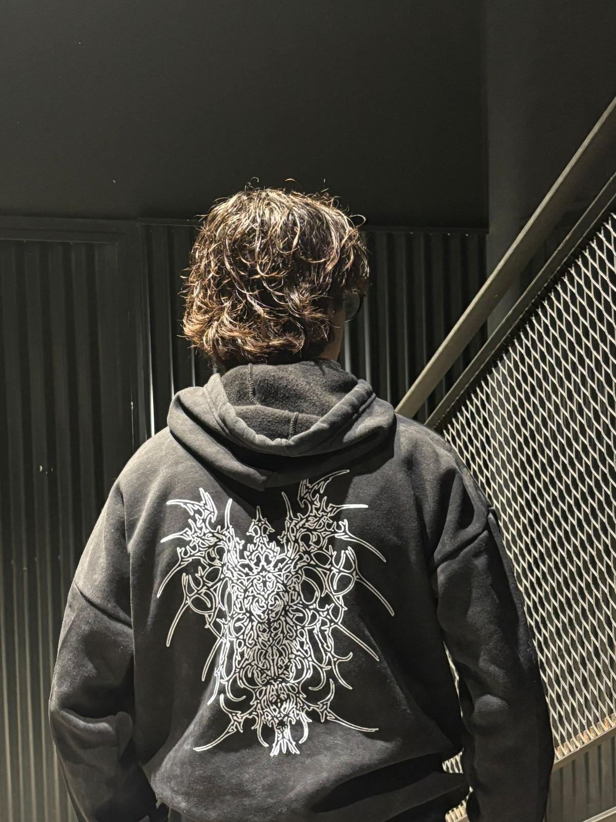 Siyah Punk Gothic Vintage Kapüşonlu Sweatshirt