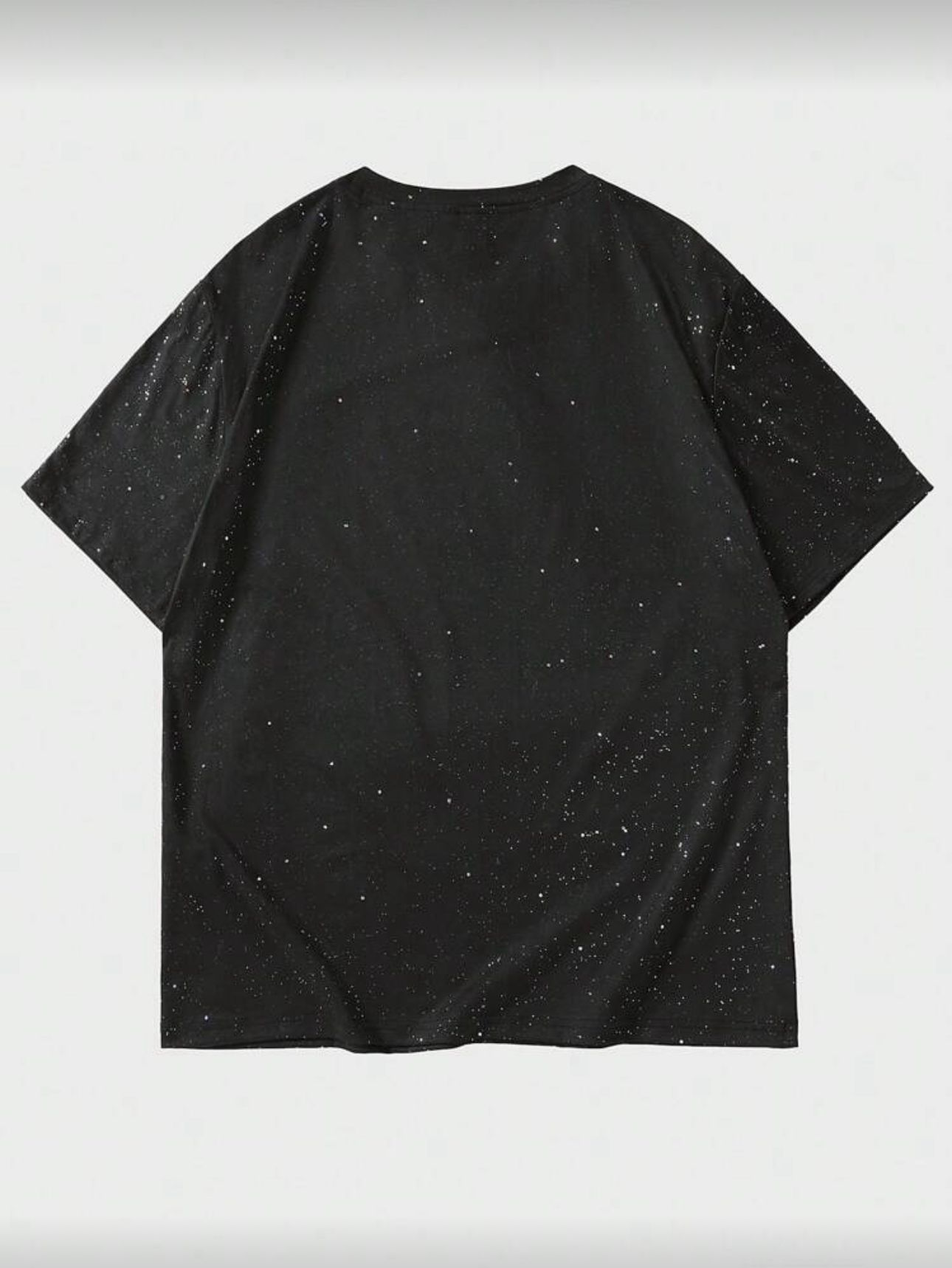 Siyah Shine Parıltılı Simli Oversize Unisex T-shirt